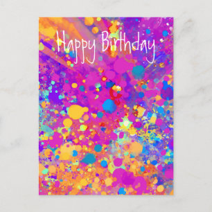 Carte Postale Vibrant éclats heureux anniversaire Abstrait