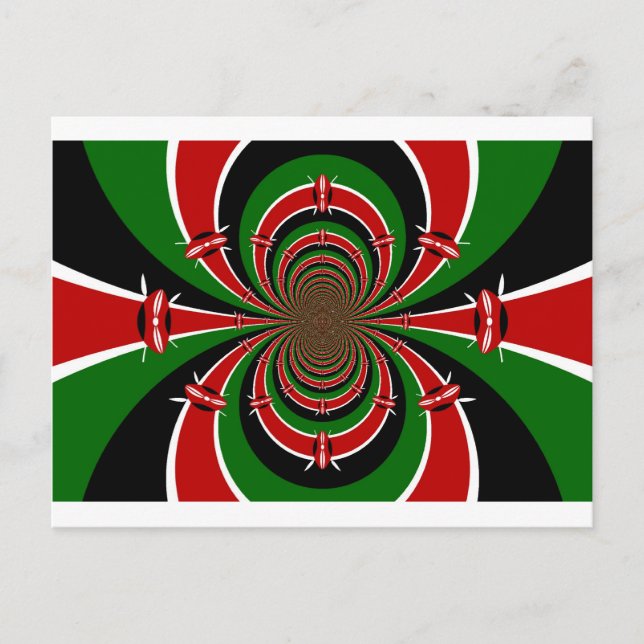 Carte Postale Vibrant Kenya Vision : Drapeau kényan en miroir (Devant)