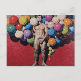 Carte Postale Vibrant Masculine Nude Surrealist Painting