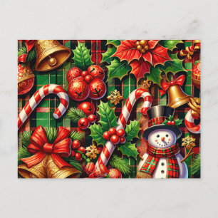Carte Postale Vibrant Noël Plaid
