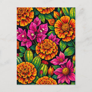 Carte Postale Vibrant Orange Magenta Souci Cactus Tropical