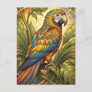 Carte Postale Vibrant Perroquet Arc-en-Ciel Art Nouveau