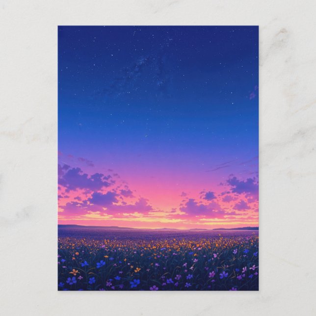 Carte Postale Vibrant Starry Night Wildflower Meadow (Devant)