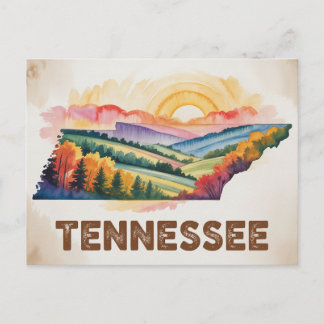 Carte Postale Vibrant Tennessee Autumn Watercolor Map Illustrati