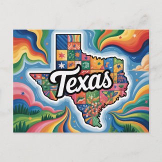 Carte Postale Vibrant Texas Conceptual Map Art