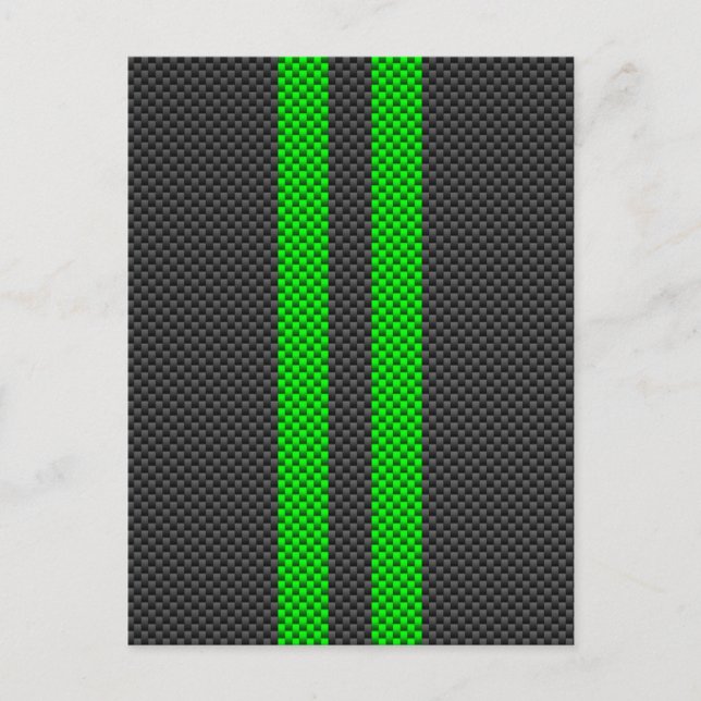Carte Postale Vibrant Vert Carbone Fiber Style Racing Stripes (Devant)