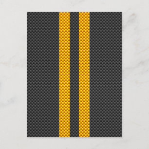 Carte Postale Vibrant Yellow Racing Stripes Carbon Fiber Style