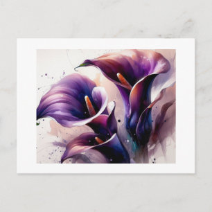 Carte Postale Vibrants lys calla violets,