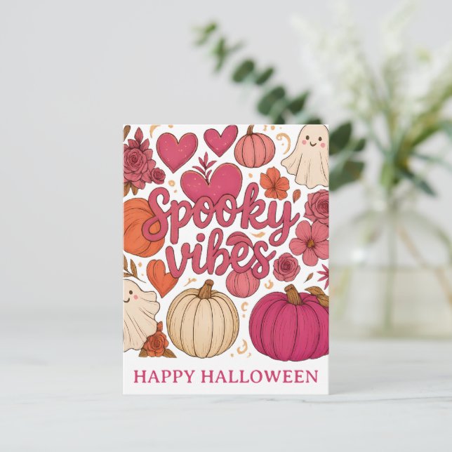 Carte Postale Vibrations Effrayantes - Halloween  (Debout devant)