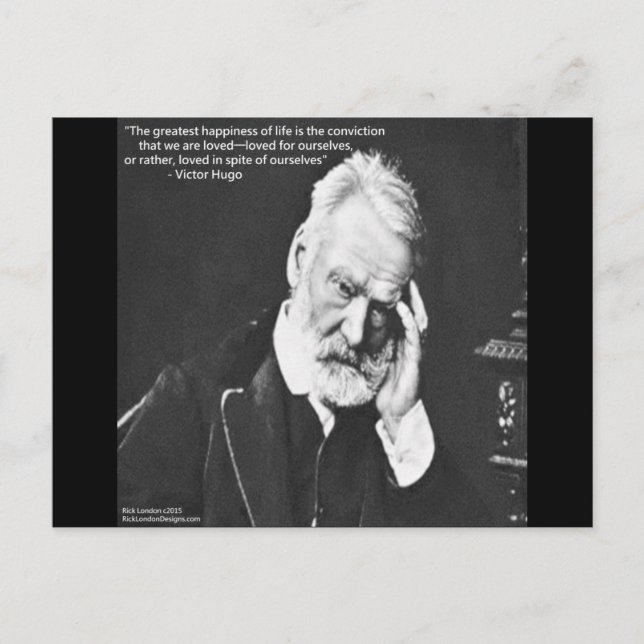 Carte Postale Victor Hugo & Happiness Citation Cadeaux Tee - shi (Devant)