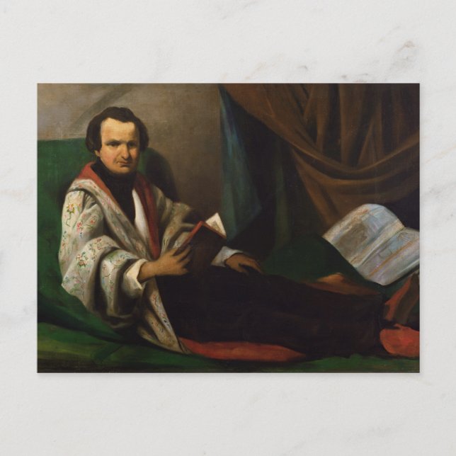 Carte Postale Victor Hugo sur son divan, vers 1830-40 (Devant)