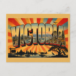 Carte Postale Victoria BC Port Montagnes Chêne Garry Art
