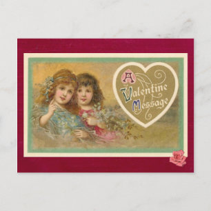 Carte postale Victorian A Valentine Message 2 Girl