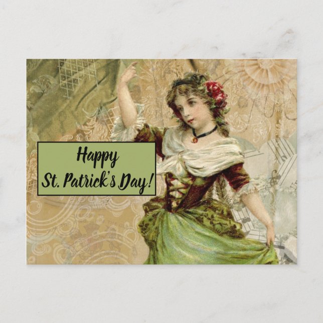 Carte Postale Victorian Dancing Girl in Green St. Patrick's Day (Devant)