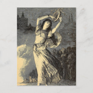 Carte Postale Victorian Era Gypsy Tambourine Girl