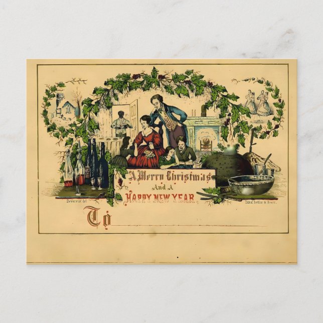 Carte Postale Victorian Family Christmas & Happy New Year (Devant)