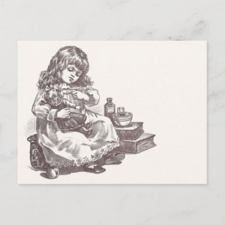 Carte Postale Victorian Girl Medicating Dolly