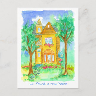 Carte Postale Victorian House Chat Aquarelle Moteur Faire-part