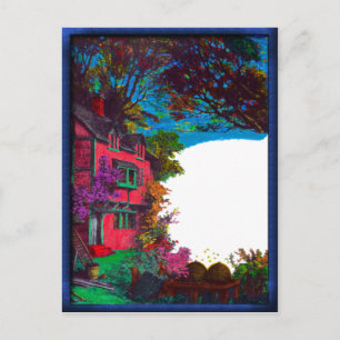 Carte Postale Victorian House Fall Art Postcard