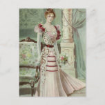 Carte Postale Victorian Lady–Vintage French Fashion –Pink Dress<br><div class="desc">Beautiful vintage fashion art. Perfect for any Victorian art fan.</div>