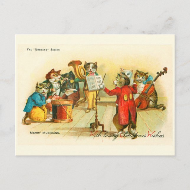 Carte Postale Victorian Musical Christmas Cats Band Louis Wain (Devant)
