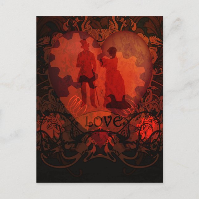 CARTE POSTALE VICTORIAN STEAMPUNK LOVE COUPLE (Devant)