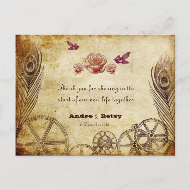Carte postale Victorian Steampunk Merci (Devant)