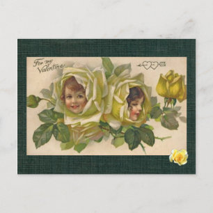 Carte postale Victorian Valentine 2 Girls Yellow R
