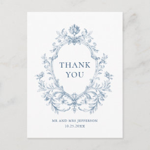 Carte Postale Victorien Ornate Grace Floral Dusty Mariage bleu