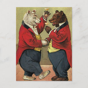 Carte Postale Victorien vintage Joyeux, Gay, Ours Danseurs
