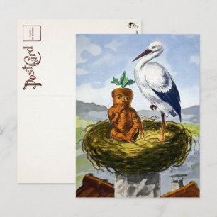 Carte postale victorienne de bébé carotte dans un 