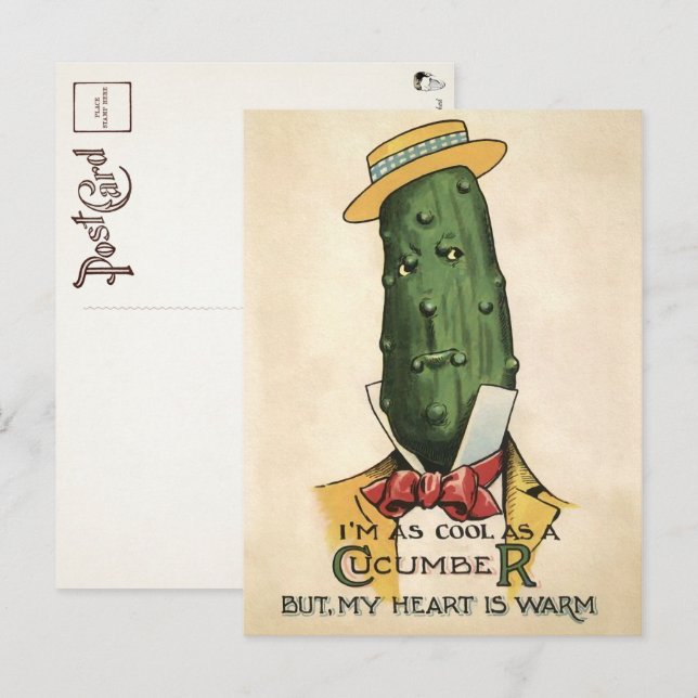 Carte postale victorienne de concombre  (Devant / Derrière)