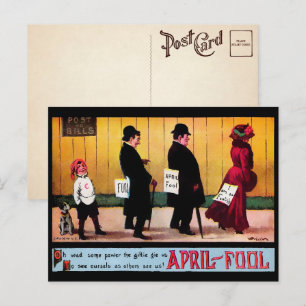 Carte postale victorienne de poisson d'avril