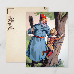 Carte postale victorienne du Père Noël avec un enf