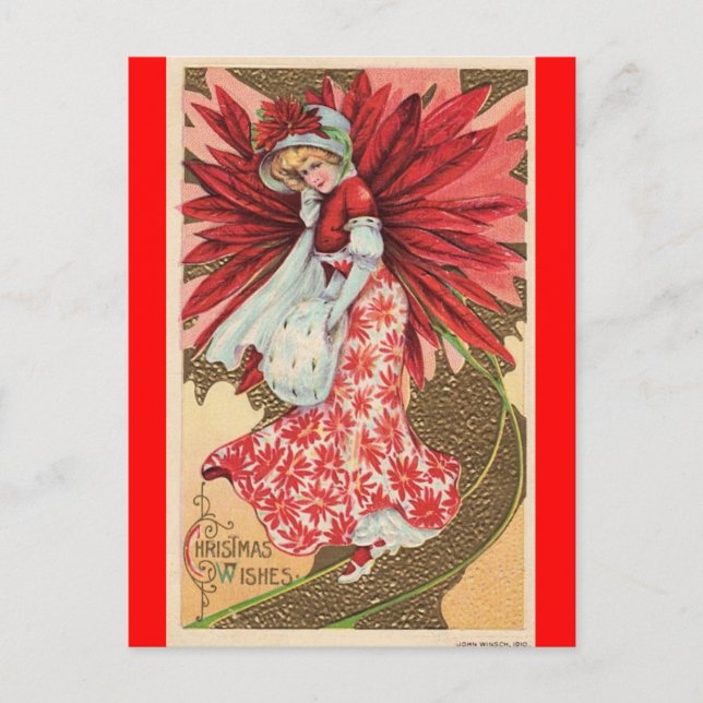 carte postale victorienne fée de Noël (Devant)