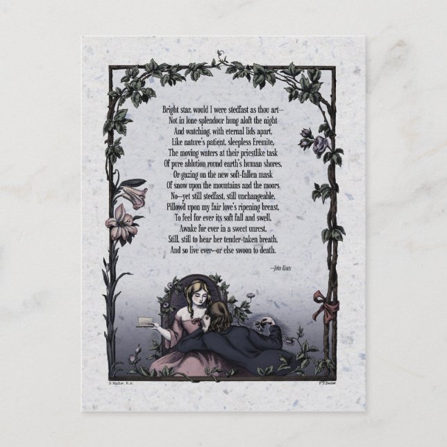 Carte postale victorienne Keats "Bright Star" (Devant)