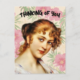 CARTE POSTALE VICTORIENNE PENSANT À VOUS