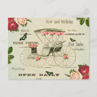 Carte postale victorienne vintage avec fleurs