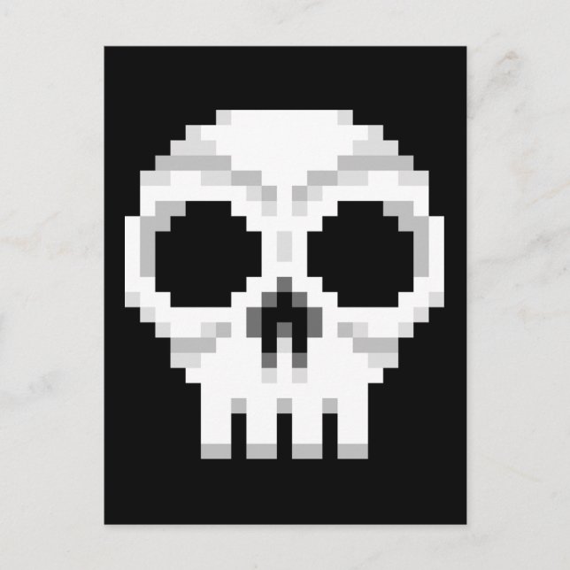 Carte Postale Videogame - Crâne de mort - Pixel Art (Devant)