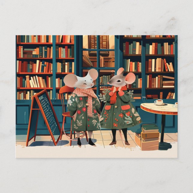 Carte Postale Vie à Mice Town - Amateurs de livres Chitchat (Devant)