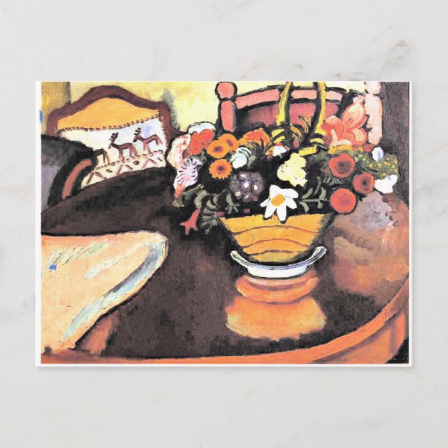 Carte Postale Vie morte avec Coussin avec Deer Design & Bouquet (Devant)