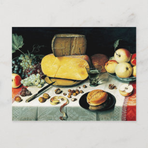 Carte Postale Vie morte avec Fruit, Noix et Fromage