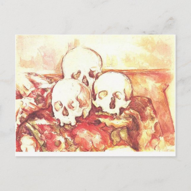 Carte Postale Vie morte avec trois crânes (Devant)