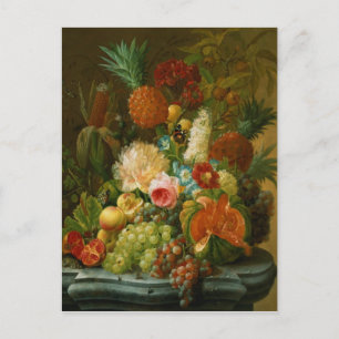 Carte Postale Vie morte avec un melon et des raisins