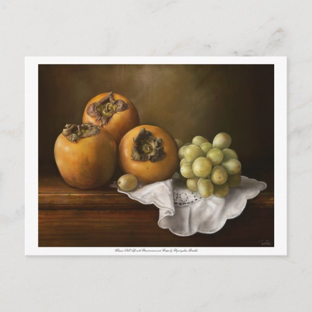 Carte Postale Vie morte classique avec persimmons et caisson de  (Devant)