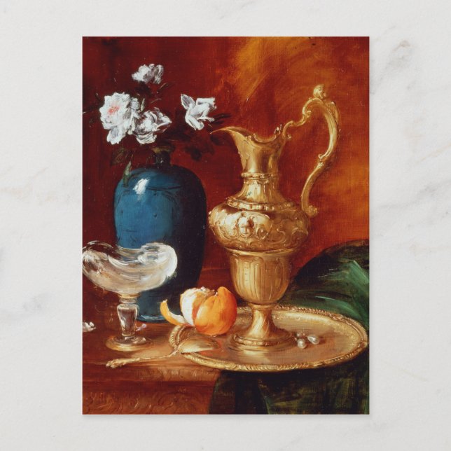 Carte Postale Vie morte d'une eau dorée, vase de fleurs (Devant)