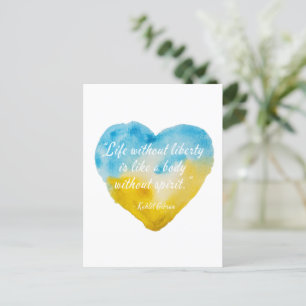 Carte Postale Vie Sans Liberté Citation Ukraine Coeur