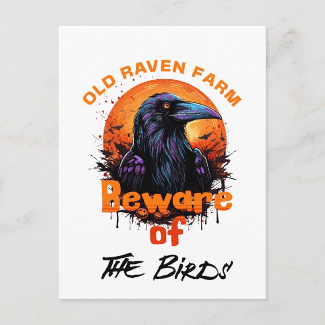 Carte Postale Vieil Corbeau Halloween Effrayant (Devant)