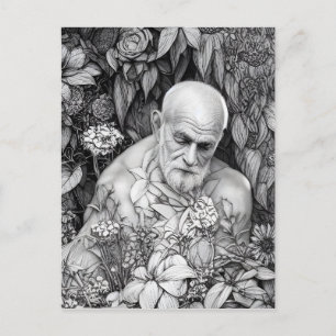 Carte Postale Vieil Homme De Plantes Et Fleurs Art Numérique