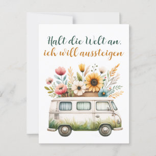 Carte Postale Vieil Van avec des fleurs